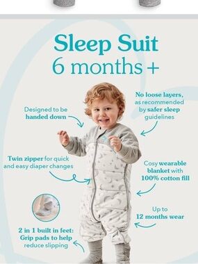 NWT Love to Dream toddler Sleep Suit - Gray Moon & Stars